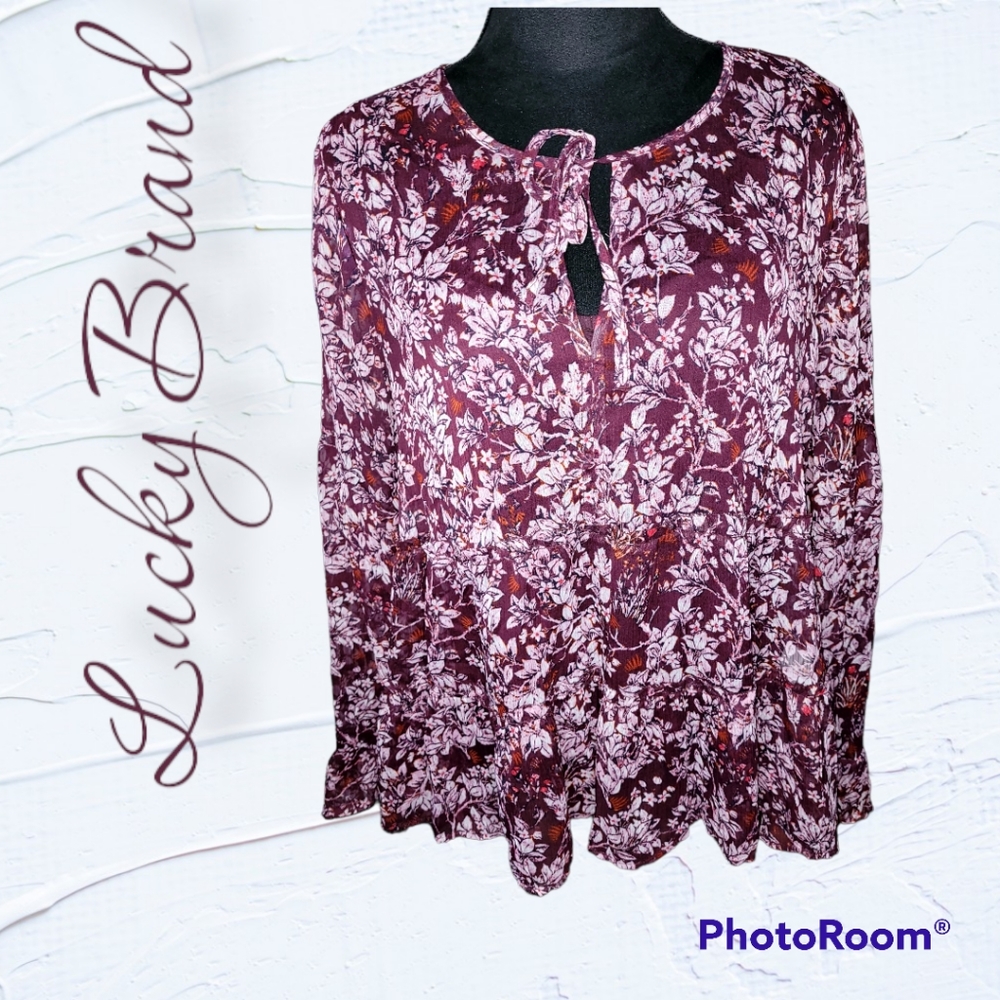 Lucky Brand Peasant Blouse Sz L